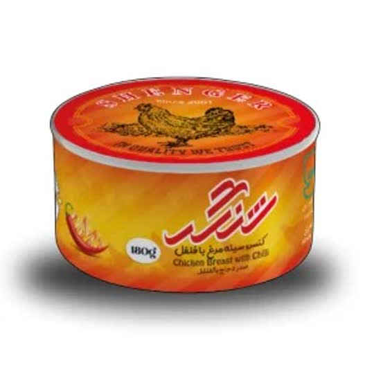 كنسرو مرغ با فلفل 180 گ شنگر کد 9020074